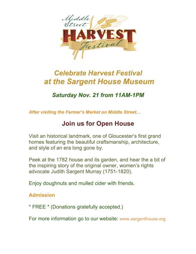 Sargent House Celebrates Harvest Festival, 11/21