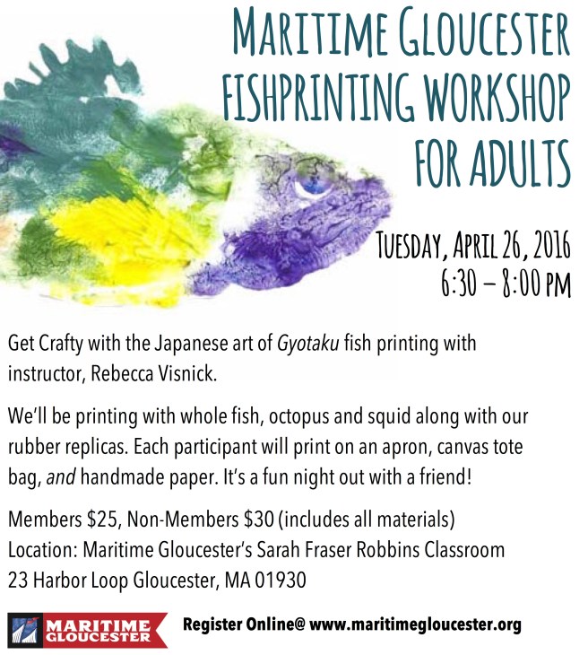 Fish Print Workshop April 2016 poster