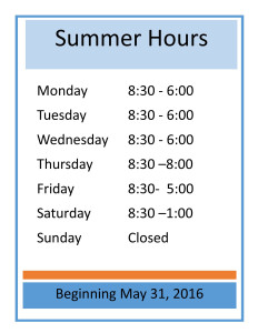 summer hours 2016