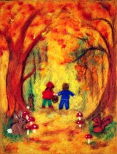 children-in-autumn-woods