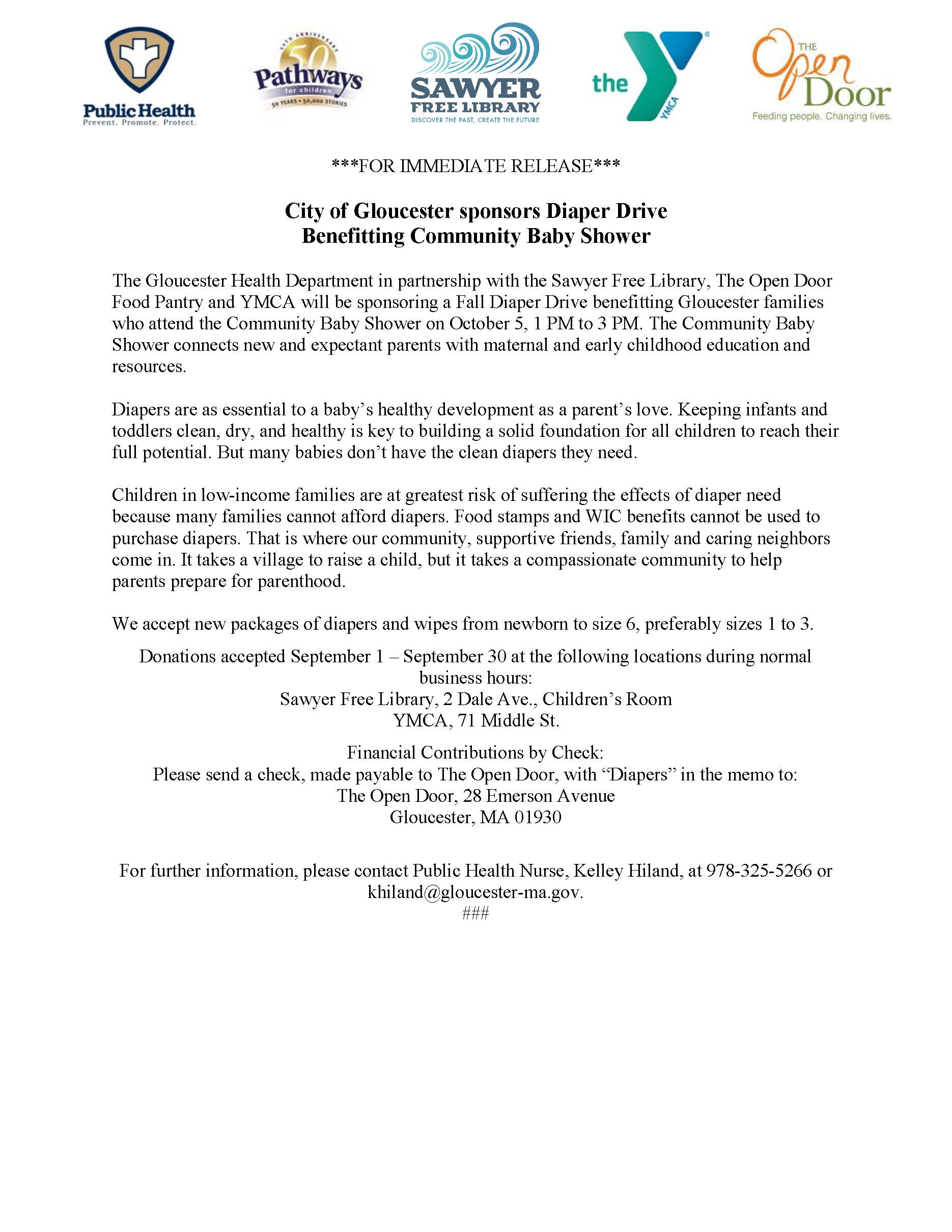 Diaper Drive Press Release